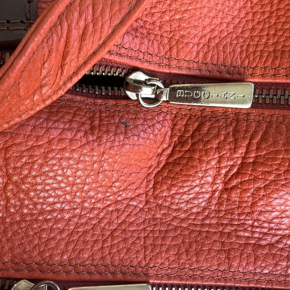 Marco Buggiani orange & brown pebble leather handbag purse satchel - Picture 8 of 15